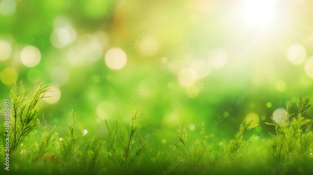 Fototapeta premium Vibrant Green Plants Basking In Sunlight