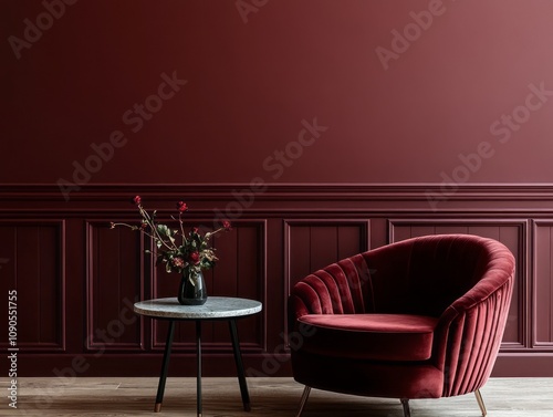 Red Velvet Chair Side Table...
