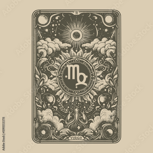 virgo zodiak tarot tattoo with mystical vibes