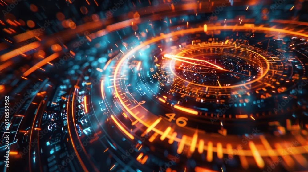 Obraz premium Abstract futuristic glowing circular technology interface.