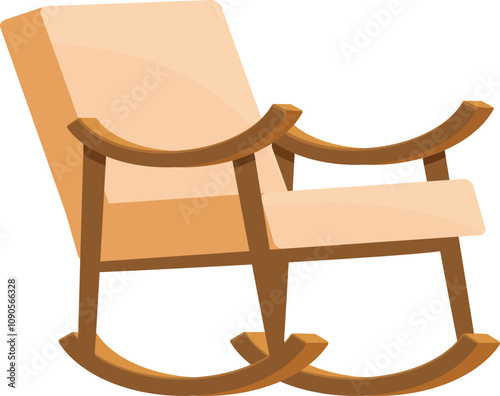 Wooden rocking chair with soft cushion providing comfort and tranquility, perfect for relaxing at home