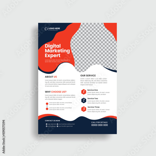 Black and red Corporate business flyer Brochure Template Design, modern leaflet & natural shape flyer, creative design IT Company or digital marketing agency