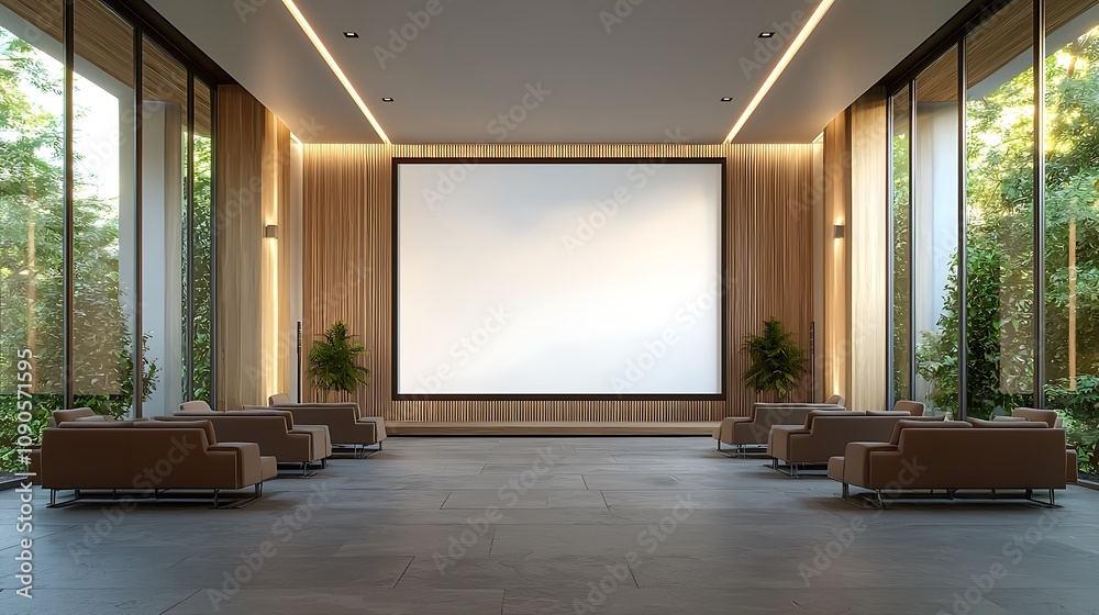 Fototapeta premium Contemporary home theater design modern living room interior space cozy ambiance captivating setup