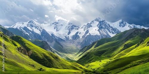 Caucasus mountains showcase stunning natural beauty, with the majestic Caucasus mountains creating a breathtaking landscape that captivates and inspires all who explore the Caucasus mountains. photo