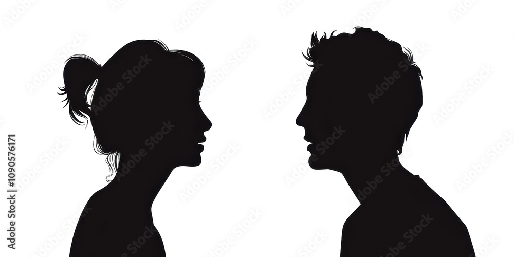 Fototapeta premium Silhouette of a Romantic Couple: A Monochromatic Masterpiece