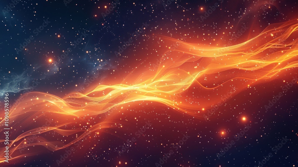 Obraz premium Abstract fiery cosmic waves in space.