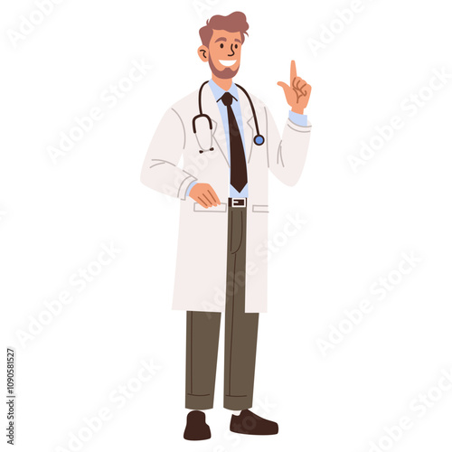 Man doctor standing with arms folded on his chest. Flat vector illustration. . Vector illustration