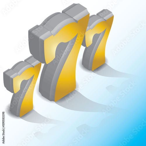 3d number 777 hi-res stock Vector.