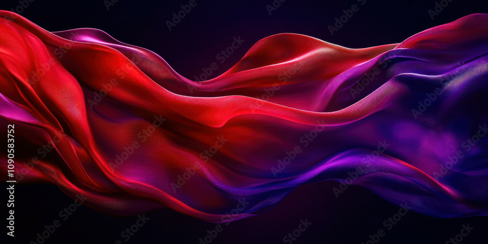 Fototapeta premium A long red and purple fabric with a wave pattern