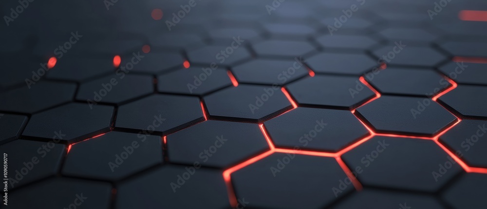 Fototapeta premium A close up of a black and red hexagonal pattern