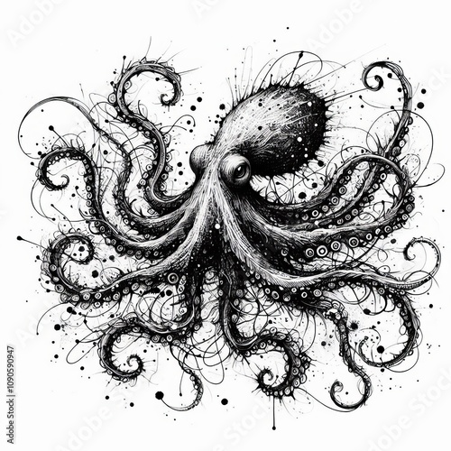 Ink Splash Octopus An octopus formed from dynamic ink splashes a photo