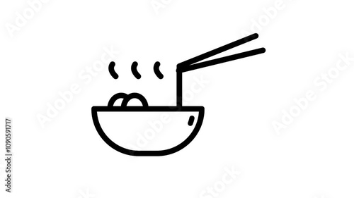 animated black lineart of a noodle on white background
