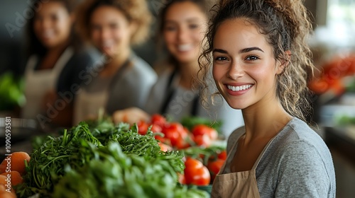 Diverse nutrition team planning outreach program to encourage better nutrition practices within underserved communities photo