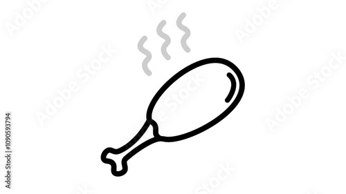 animated black lineart of a fried chicken on white background