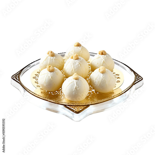 Indian Rasgulla or Rosogulla on transparent background photo