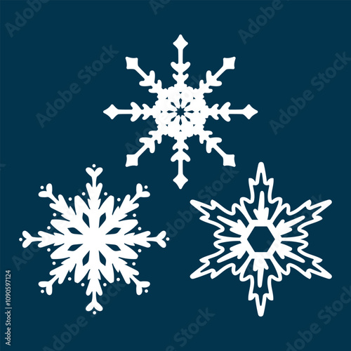 snowflakes on dark night , winter vector illustration
