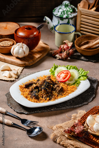 Fried eel with grated galangal or belut goreng lengkuas photo