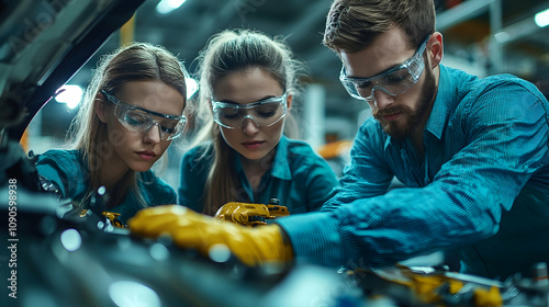 Hands-on automotive training workshop space skill development industrial environment close-up view career advancement