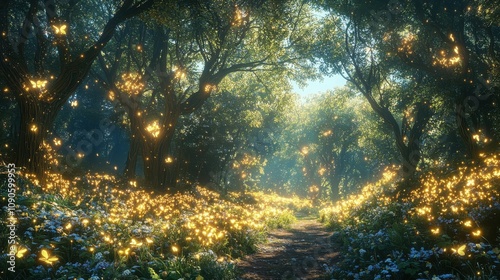 Wallpaper Mural Celebrate the holiday spirit enchanted christmas forest glowing trees magical atmosphere nature's wonderland Torontodigital.ca