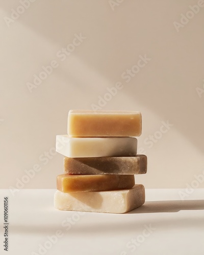 A stack of soaps sitting on top of each other. photo