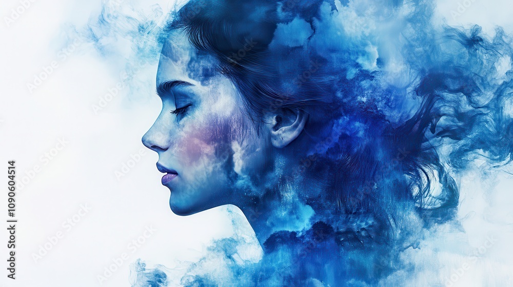 Fototapeta premium a blue illustration of a woman