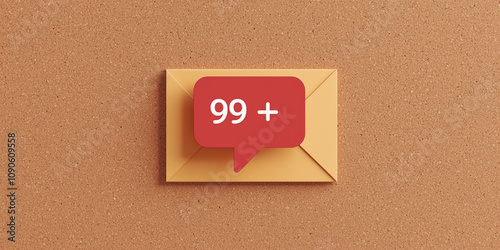 A yellow envelope pinned against a corkboard background with a red 