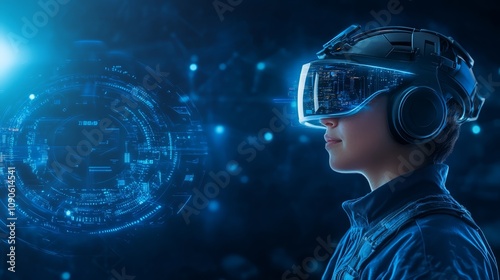 Wallpaper Mural Boy immersed in virtual reality, exploring digital world of innovation and adventure Torontodigital.ca