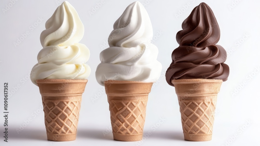Trio of delightful ice cream scoops, sweet treat for summer indulgence three Trio of delightful ice cream scoops, sweet treat for summer indulgence three