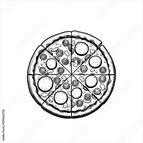 Hand-Drawn Pizza Illustration - Vector, PNG, EPS