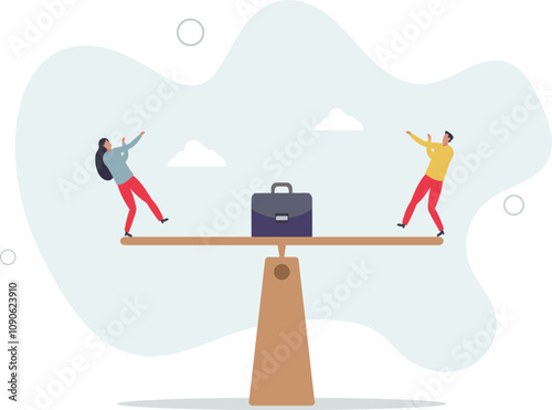 Gender equality, treat female and male equally, diversity or balance, fairness and justice concept.flat characters.