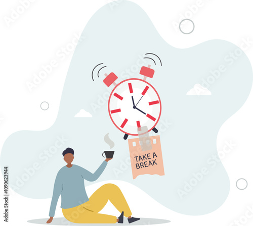 Time to take a break, coffee break time to relax and refresh from long stress interval, free from bored,flat characters.