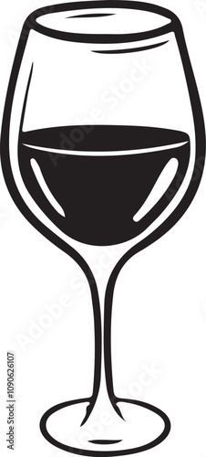 Isolated Wine Glass Icon with Red Wine - Vector.