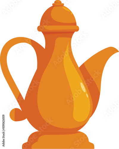 Shiny golden teapot, perfect for serving tea or other hot beverages, isolated on a white background