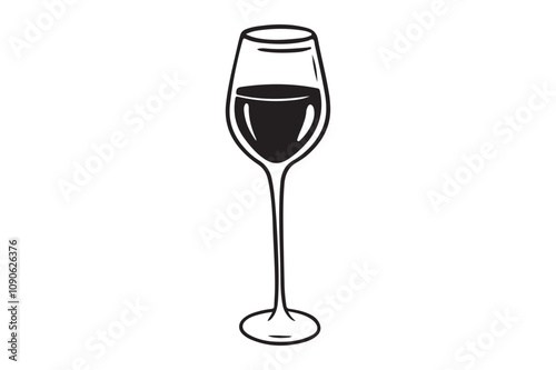 Isolated Wine Glass Icon with Red Wine - Vector.