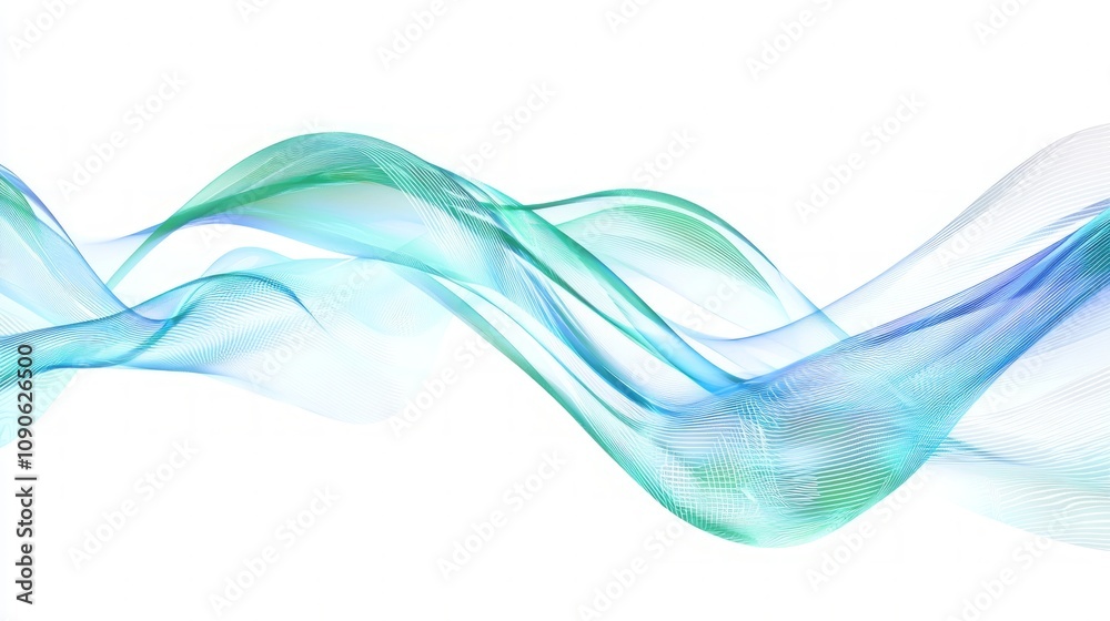 Fototapeta premium Tranquil Waves of Healing Light - Serene 3D Digital Artwork for Mental Health Visualization