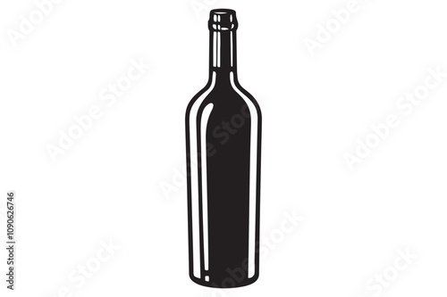 Wallpaper Mural Wine Bottle and Glass Icon - Vector Illustration. Torontodigital.ca