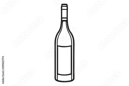 Isolated Wine Glass and Bottle Icon - Simple Vector Design.