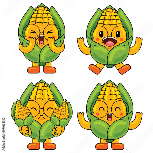 Cute Corn Fruit Character Mascot Illustration photo