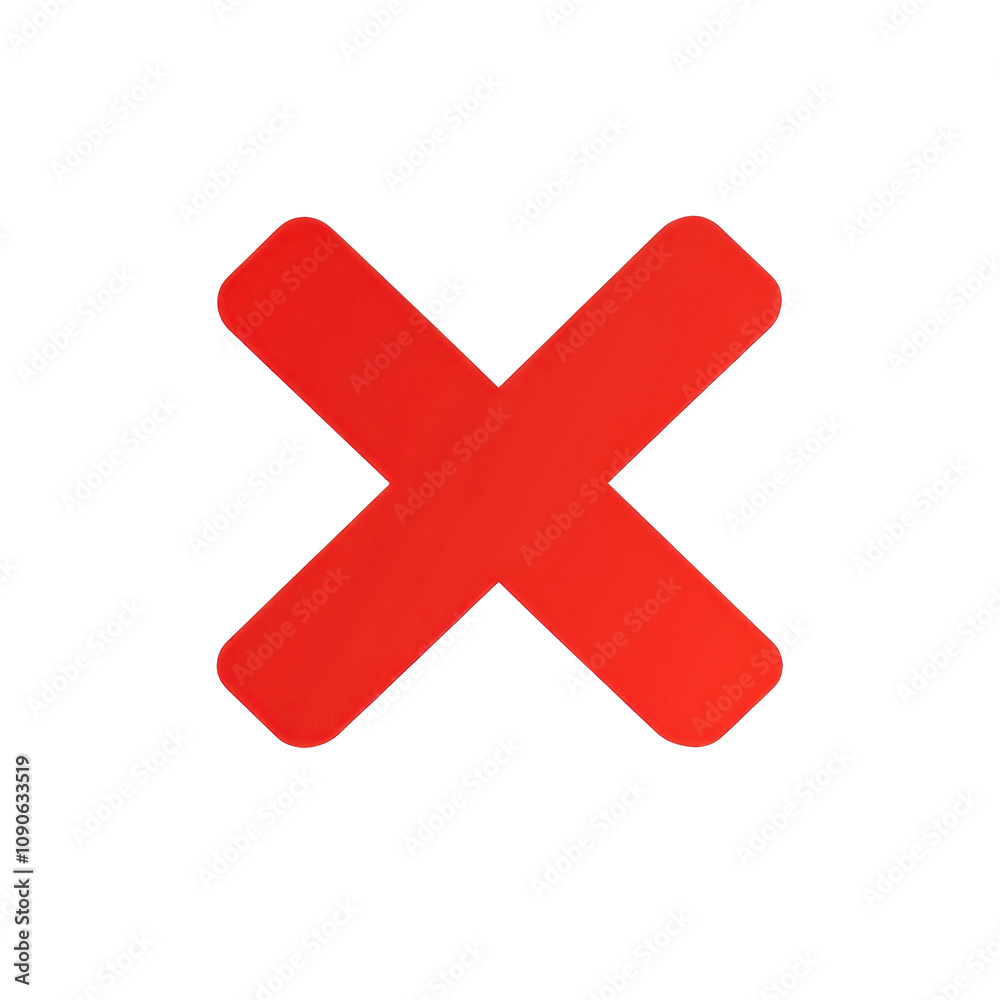 Obraz premium Modern Minimalist Red X Cross Icon Symbol for Error Caution or Warning Concept