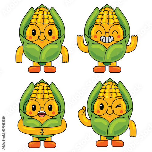 Cute Corn Fruit Character Mascot Illustration