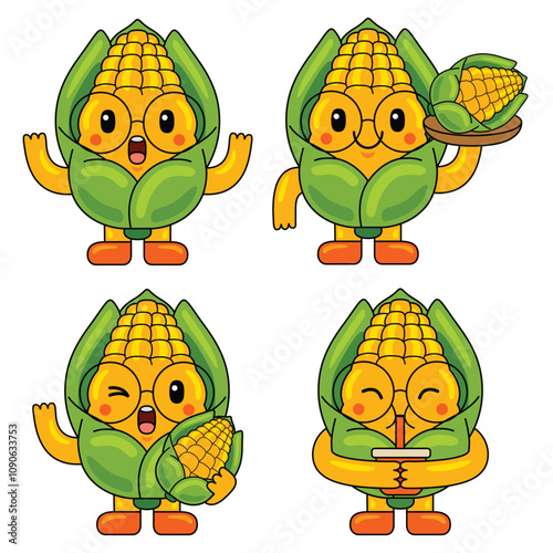 Cute Corn Fruit Character Mascot Illustration