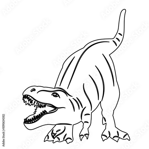 dinosaur rex roaring sketch, vector on white background