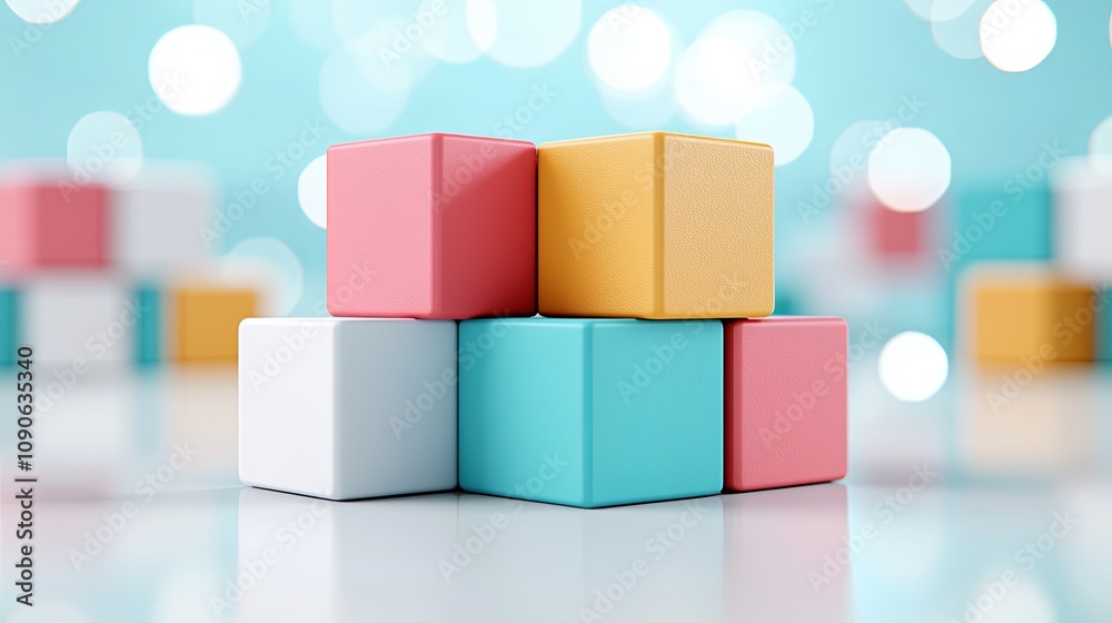 Obraz premium Colorful 3D Blocks on a Soft Background