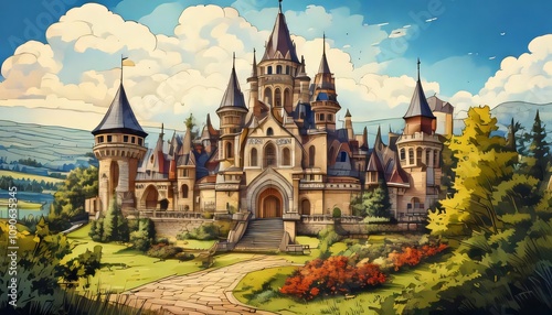 Wallpaper Mural medieval fantasy world city Torontodigital.ca