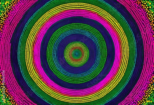 Vibrant Rainbow Circles Dotted Pattern Abstract Art Design. Generative AI