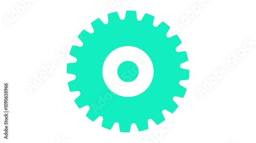 animated a spinning gear on white background