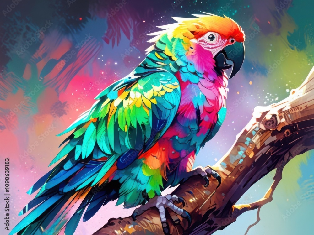 Obraz premium an illustration of a sparkling parrot