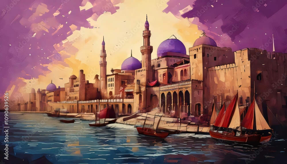 Fototapeta premium medieval fantasy world city