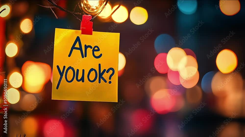 Are you okay? Colored sticker with the inscription. Employee mental health at work. Team care for colleagues