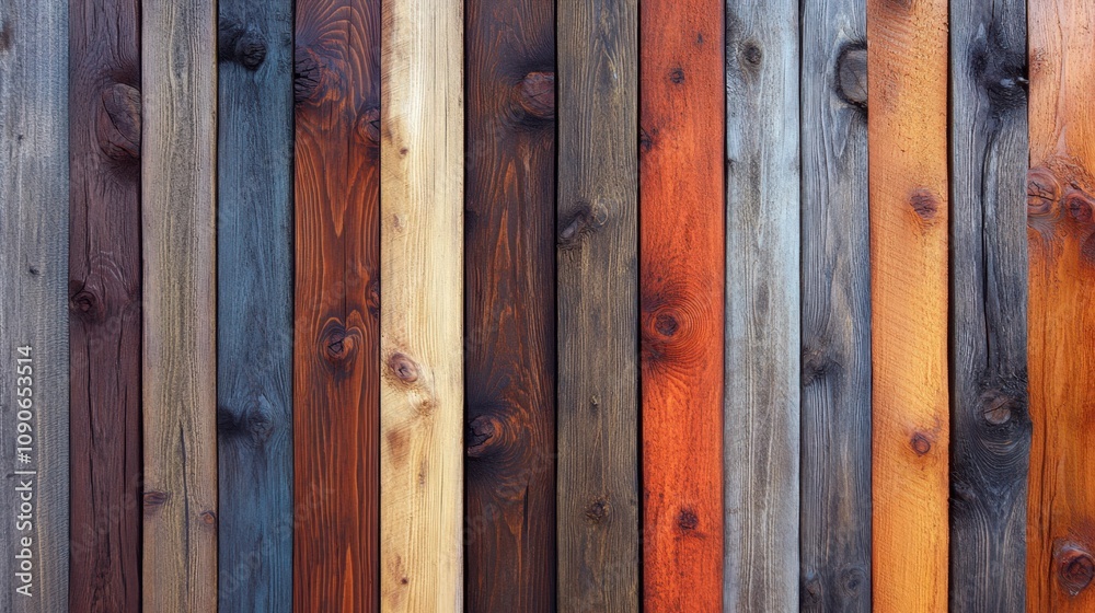 Vibrant Wooden Plank Wall with Rich Textures and Colors Vibrant Wooden Plank Wall with Rich Textures and Colors